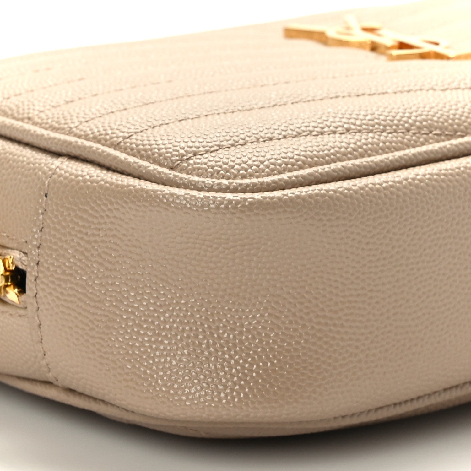 Saint Laurent Grain De Poudre Matelasse Monogram Mini Lou Camera Bag Dark Beige 8 of 10