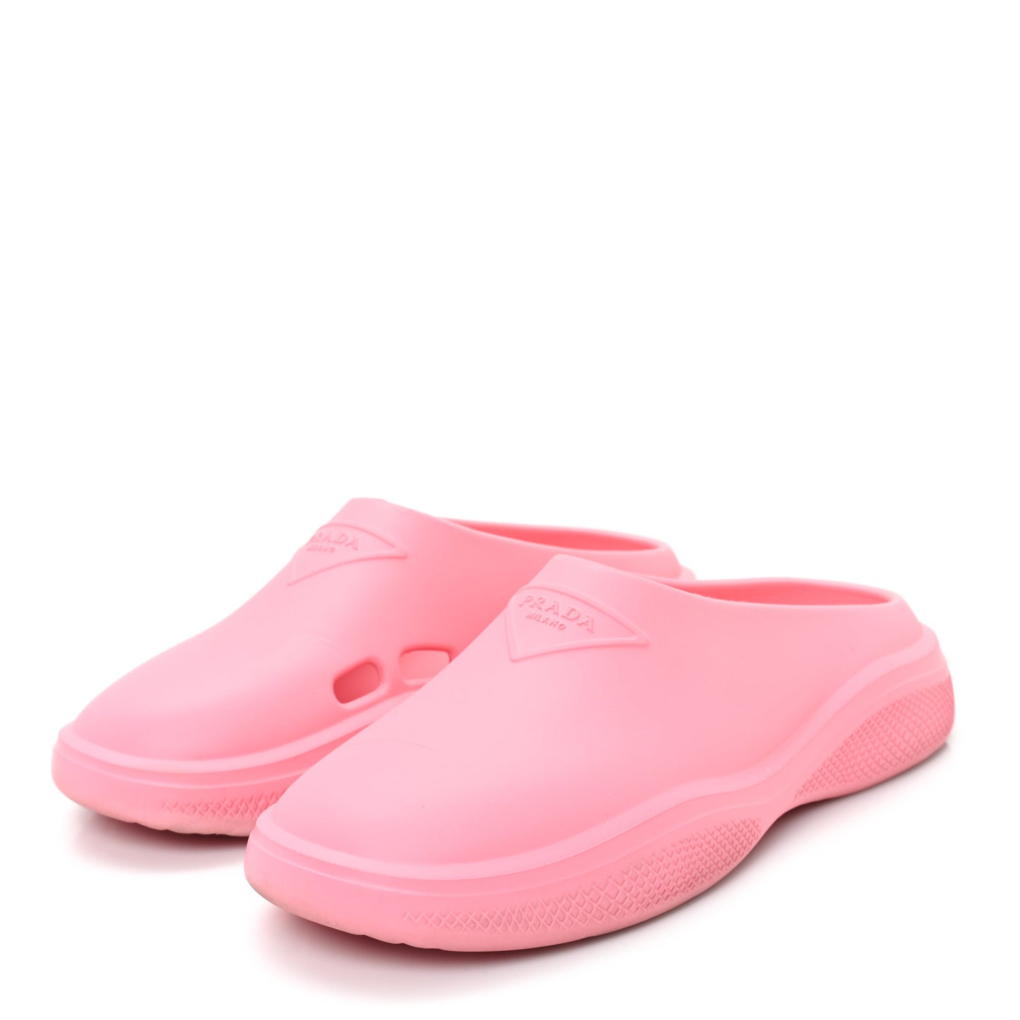 Soft Mellow Rubber Triangle Logo Embossed Womens 25mm Mules 38 Begonia