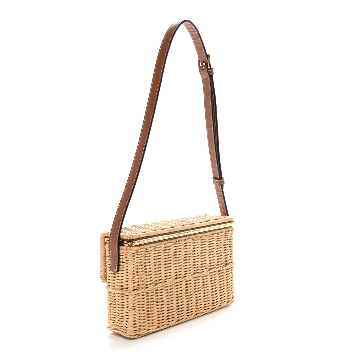 Celine Wicker Calfskin Claude Shoulder Bag Natural 3 of 10