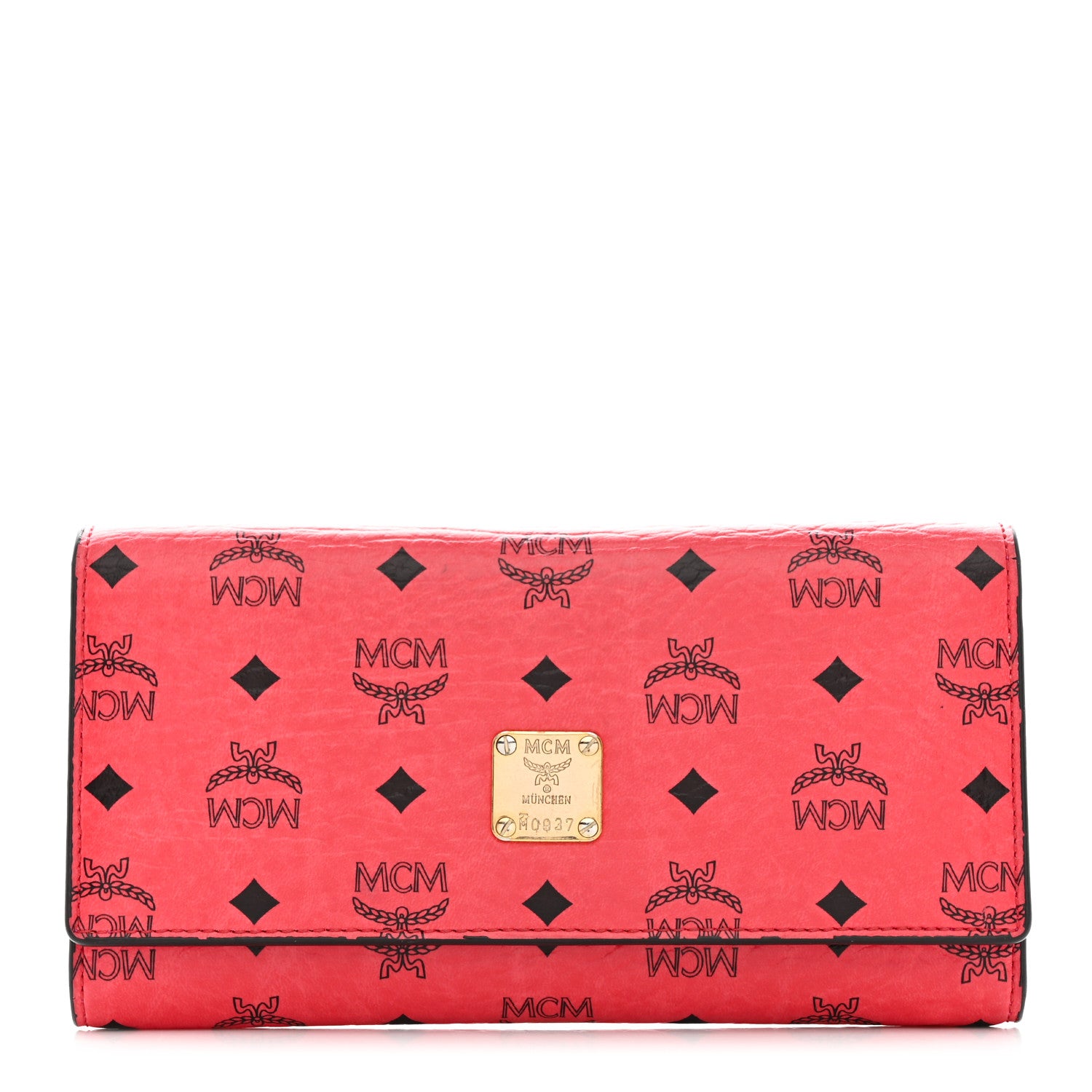 MCM Visetos Continental Flap Wallet Red 1 of 10