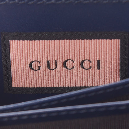 Gucci Calfskin GucciGhost Zip Around Card Case Blue Agata Hibiscus Red 6 of 8