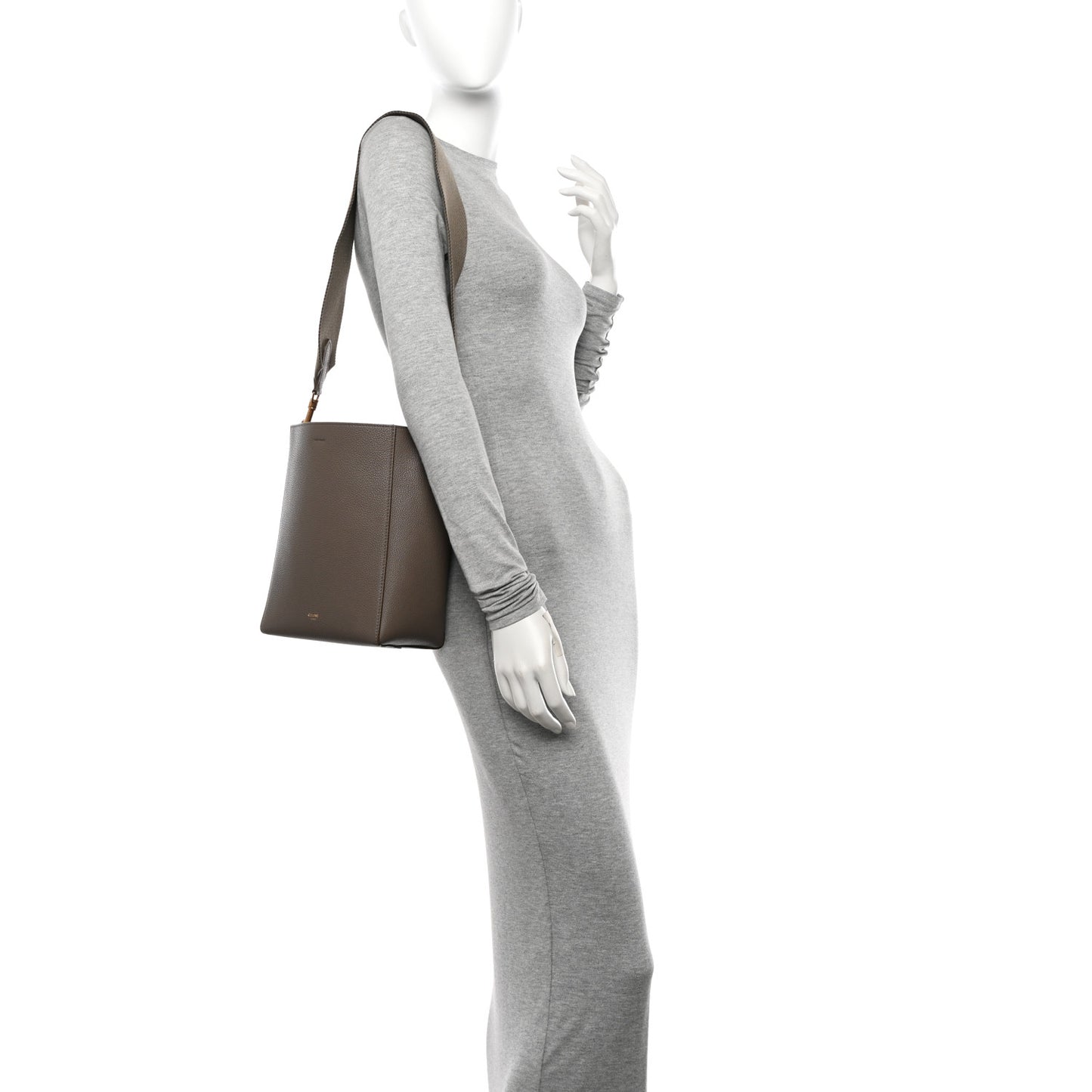 Soft Grained Calfskin Small Sangle Bucket Bag Taupe