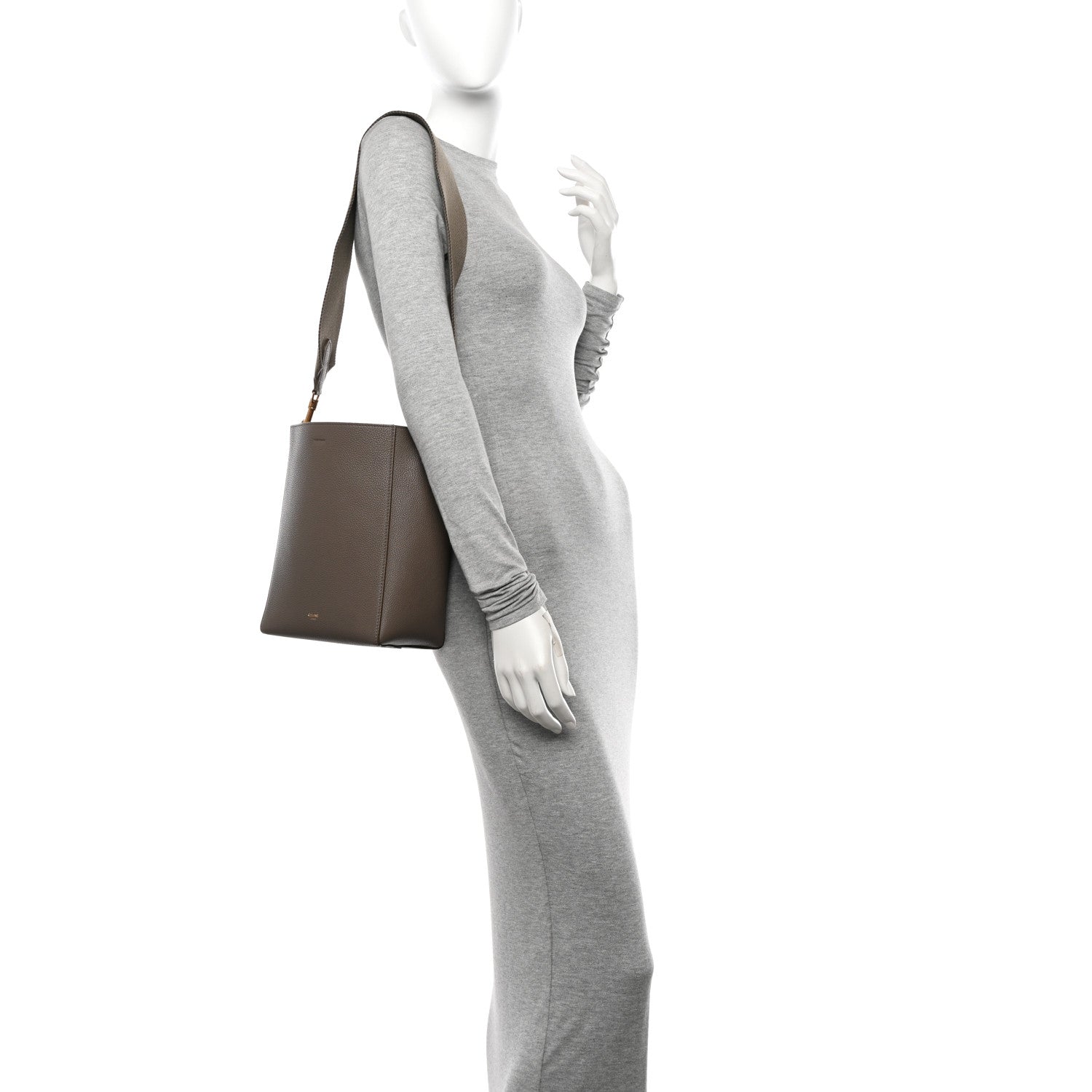 Celine Soft Grained Calfskin Small Sangle Bucket Bag Taupe 2 of 10