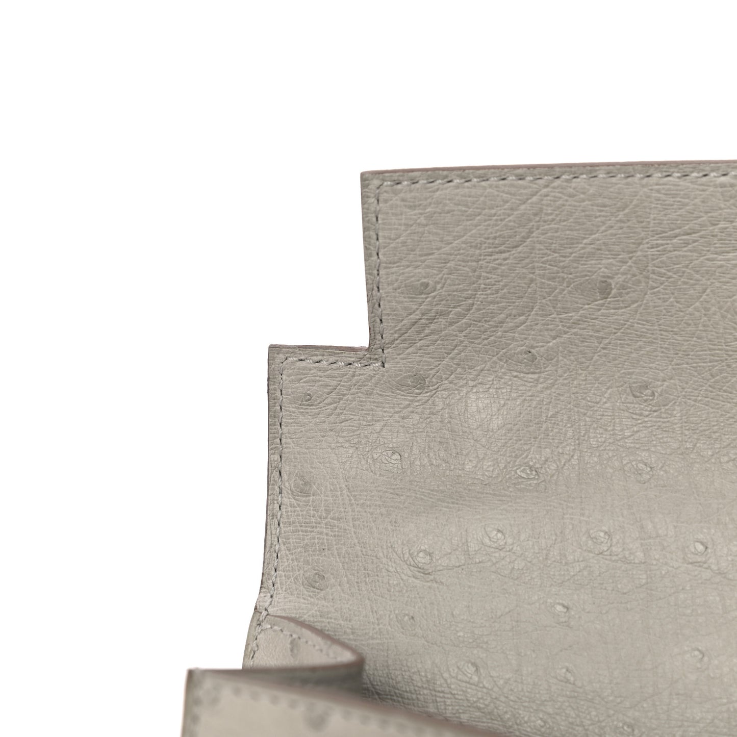 Ostrich Kelly Pochette Clutch Gris Perle