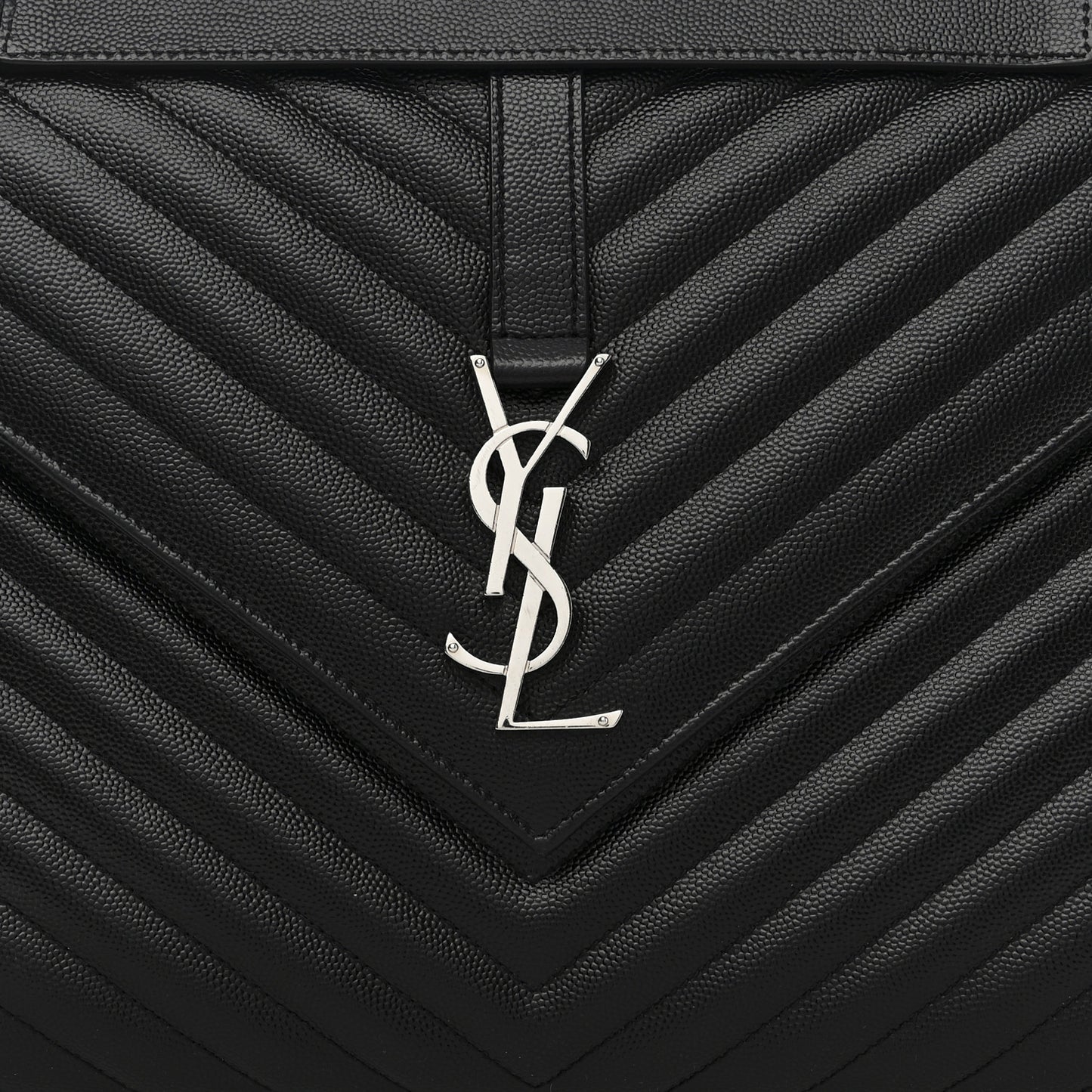 Grain De Poudre Textured Mixed Matelasse Large Triquilt Monogram Satchel Black