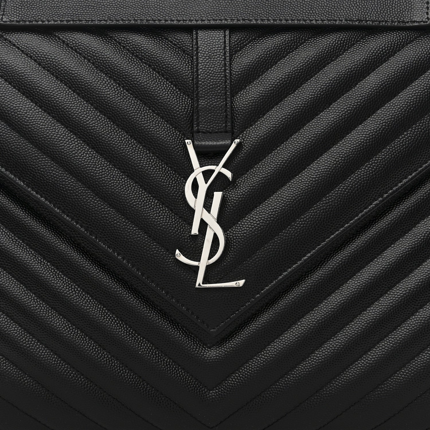 Saint Laurent Grain De Poudre Textured Mixed Matelasse Large Triquilt Monogram Satchel Black 8 of 10