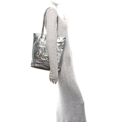 Chanel Calfskin Chain 20s Signe Tote Silver 2 of 13