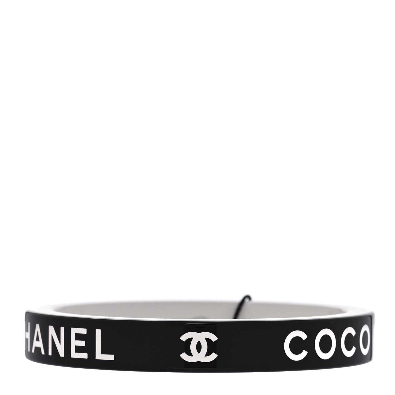 Chanel Resin Logo Bangle Bracelet Black White 1 of 5