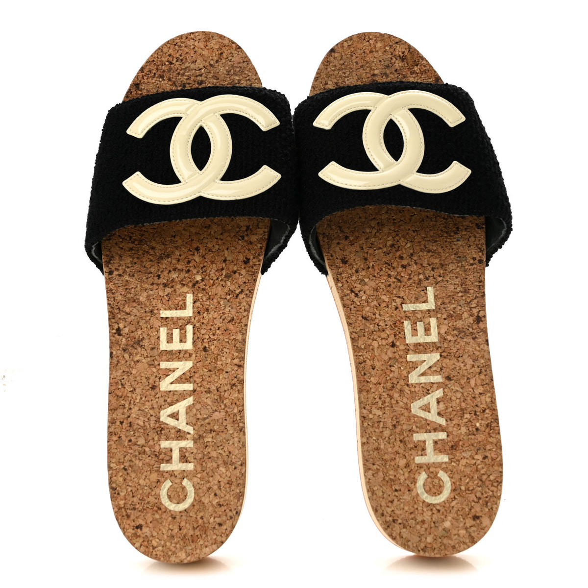 Chanel Tweed Cork CC Mule Sandal 38 Black 2 of 10