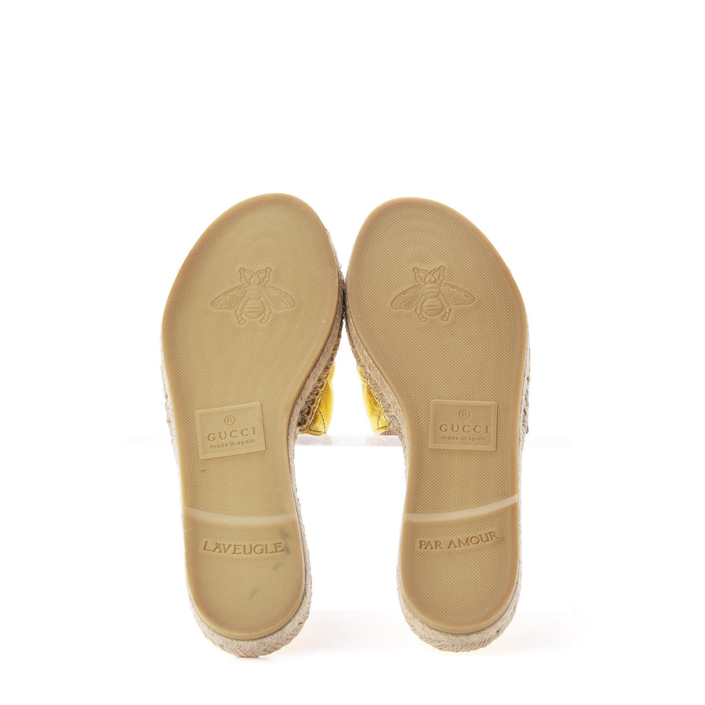 Metallic Nappa Matelasse GG Marmont Espadrille Slide Sandals 37.5 Oro