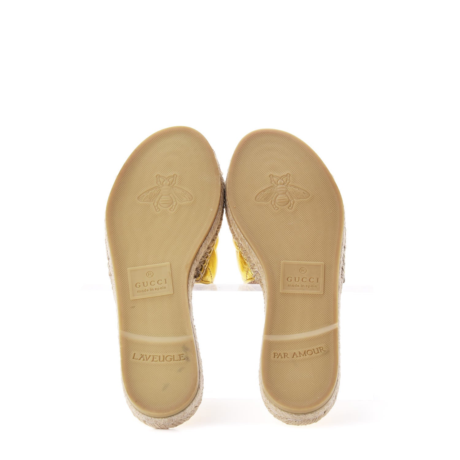 Gucci Metallic Nappa Matelasse GG Marmont Espadrille Slide Sandals 37.5 Oro 7 of 11