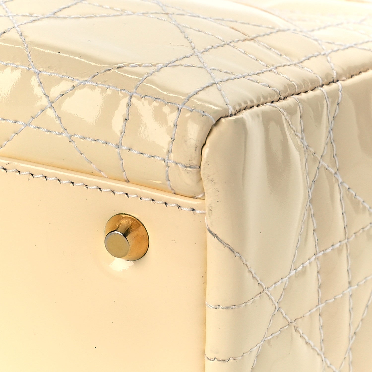Christian Dior Patent Cannage Large Lady Dior White 9 of 15