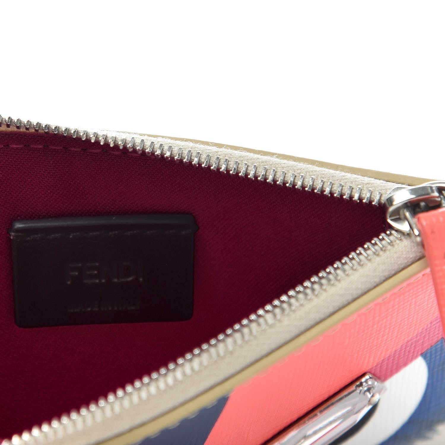 Fendi Saffiano Crystal Eye Monster Coin Pouch Key Case Bellini Multicolor 6 of 6