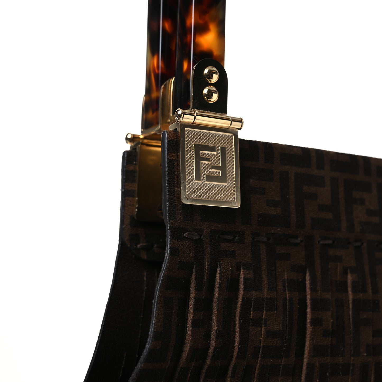 Suede Plexiglass FF Mesh Fendi Sunny Tote Bag Sigaro Moro