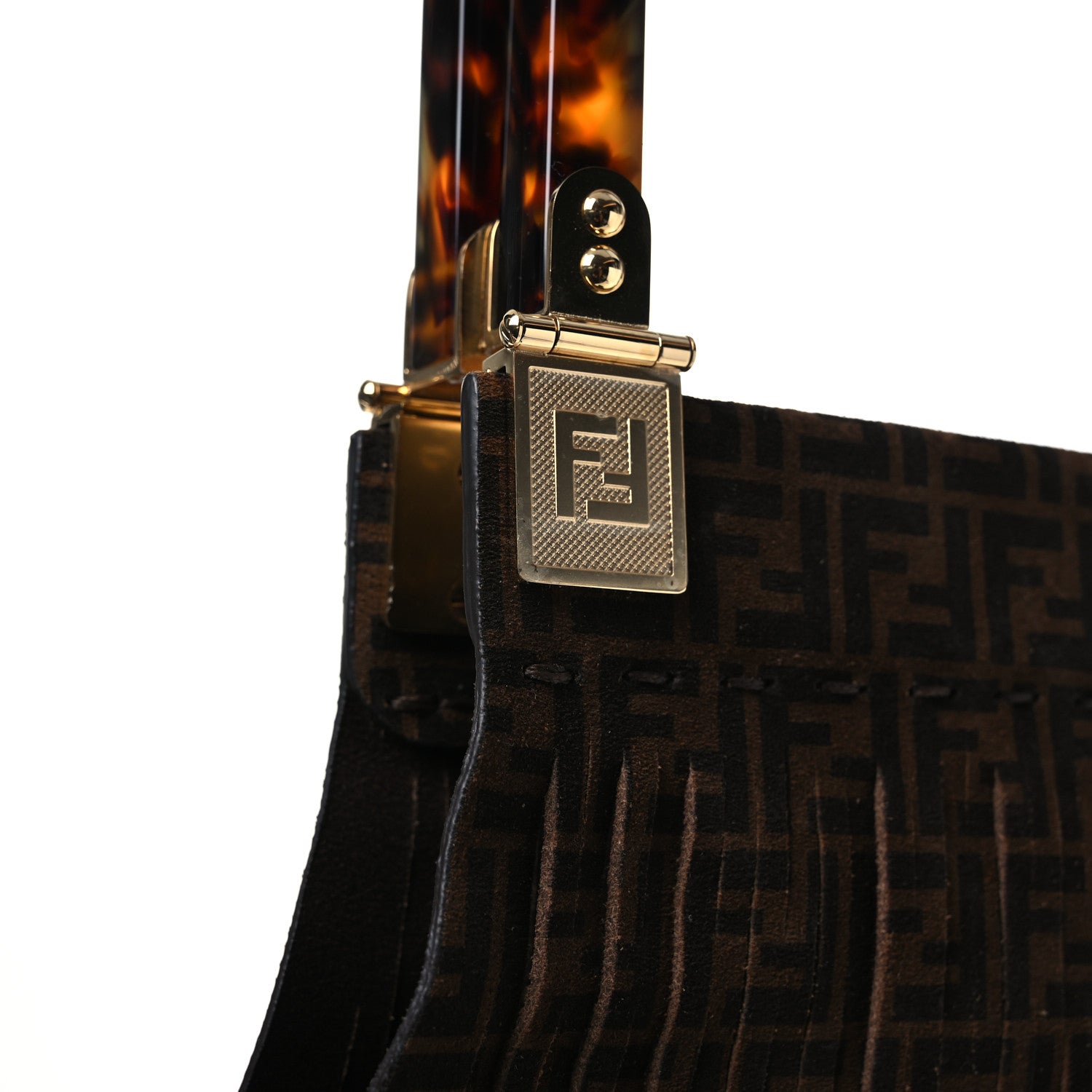 Fendi Suede Plexiglass FF Mesh Fendi Sunny Tote Bag Sigaro Moro 11 of 11