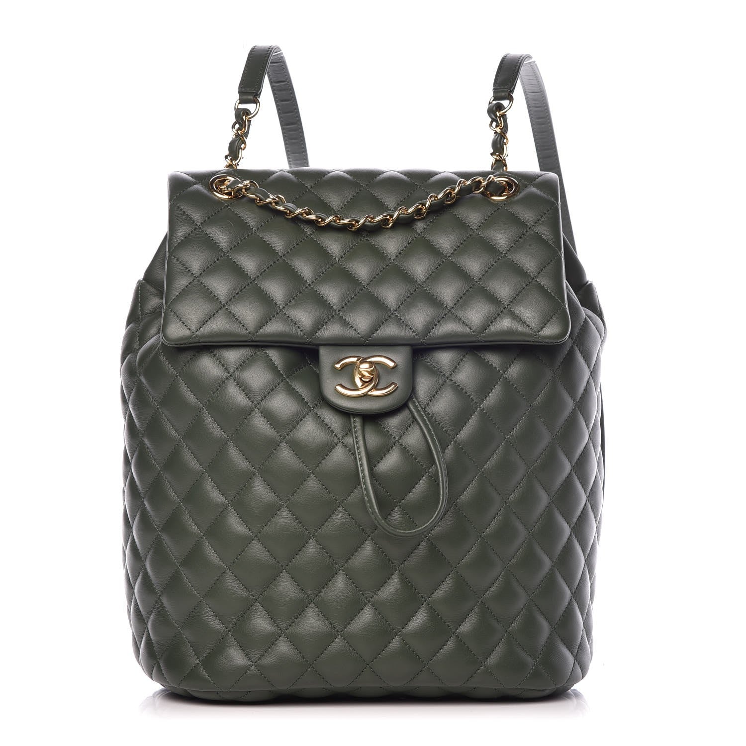 Chanel Lambskin Quilted Large Urban Spirit Backpack Dark Green 1 of 9