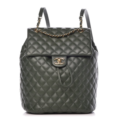 Chanel Lambskin Quilted Large Urban Spirit Backpack Dark Green 1 of 9