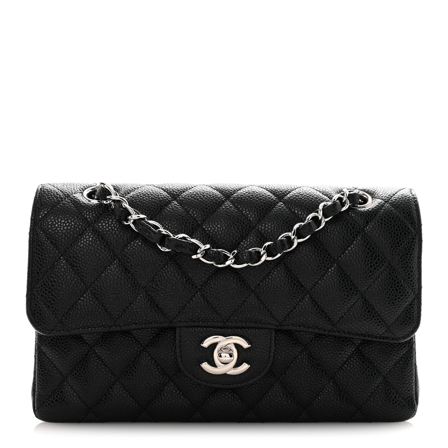 Caviar Quilted Small Double Flap Black