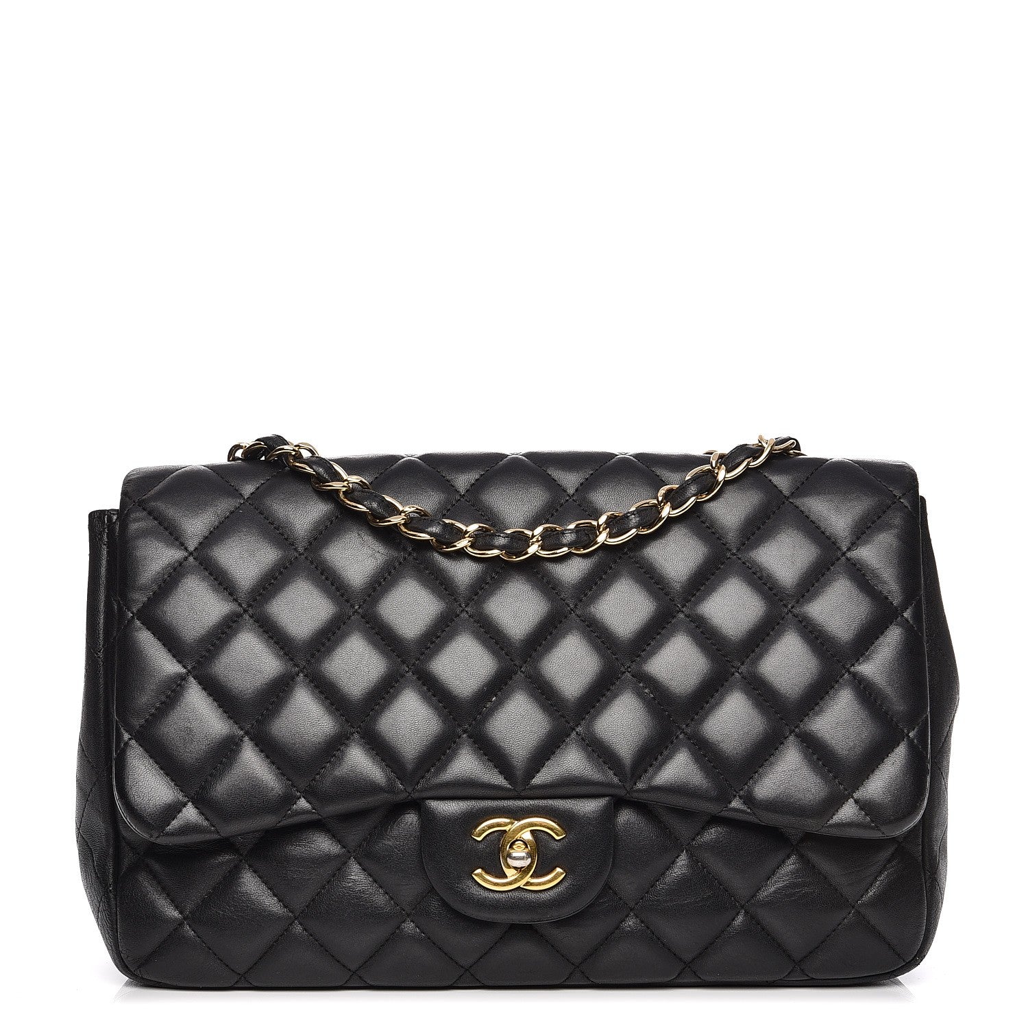 Chanel Lambskin Quilted Jumbo Single Flap Black 1 of 15