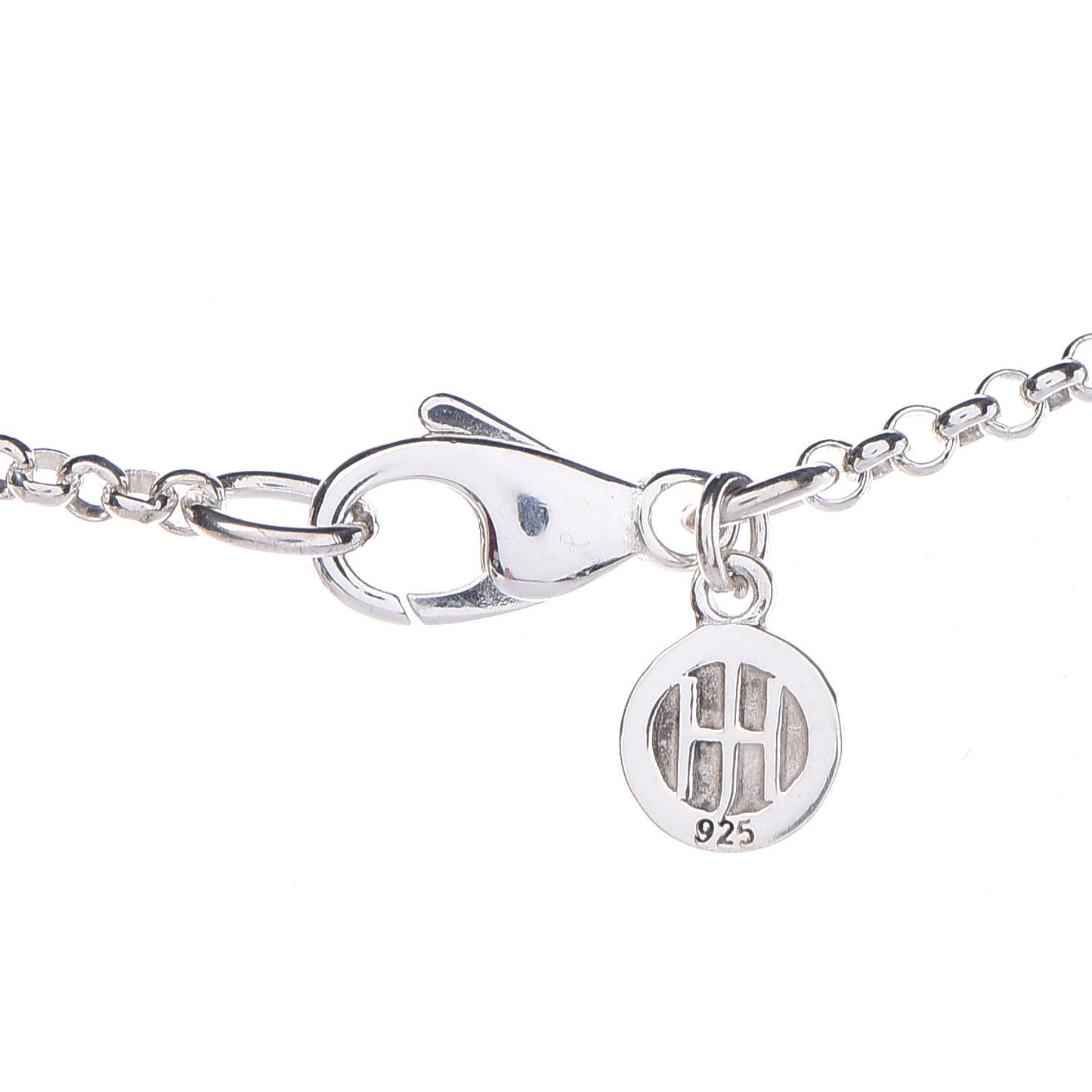 Sterling Silver Black Sapphire Small Bamboo Round Pendant Necklace