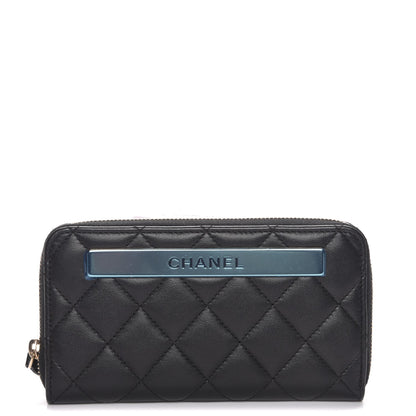 Chanel Lambskin Quilted Small Trendy CC Zip Around Wallet Black 1 of 9
