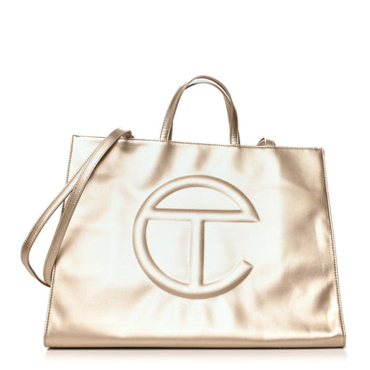 Telfar Metallic Vegan Leather Large Shopping Bag Gold 1 of 10