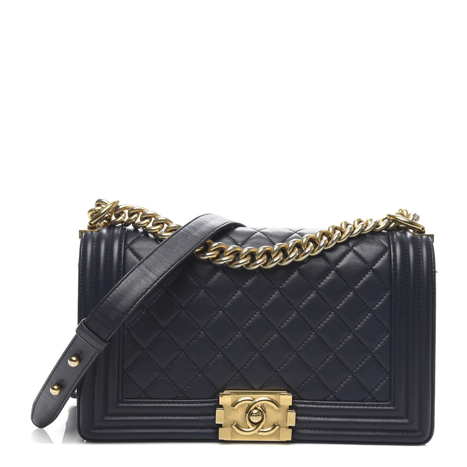 Chanel Lambskin Quilted Medium Boy Flap Dark Blue 1 of 11