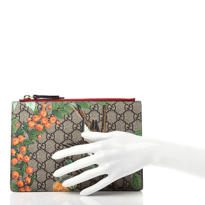 Gucci GG Supreme Monogram Tian Zip Pouch Beige Multicolor Red 2 of 7