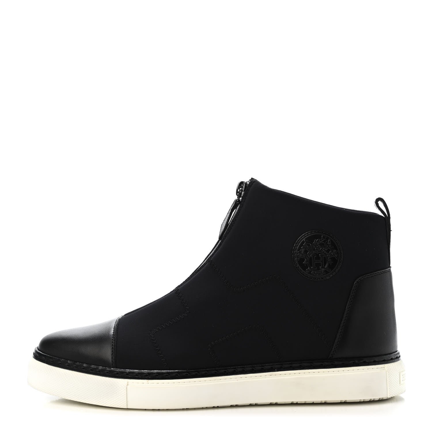 Hermes Technical Canvas Calfskin Mens Paddle Sneakers 38 Black 1 of 4