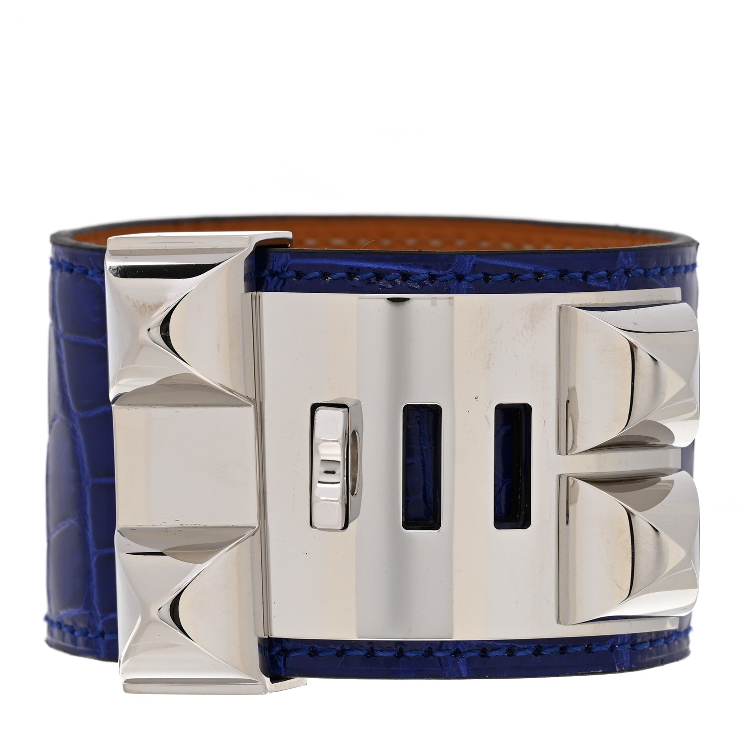 Hermes Shiny Alligator Collier De Chien CDC Bracelet S Bleu Electrique 3 of 6