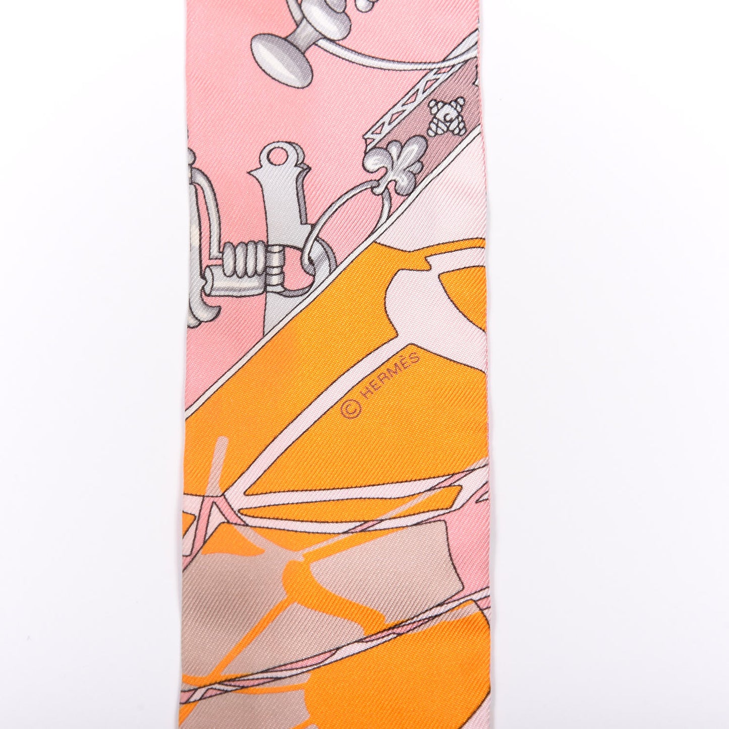 Silk Caleche Mors Et Bouteilles Twilly Rose Jaune Gris