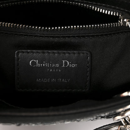 Christian Dior Satin Crystal Cannage Mini Lady Dior Black 6 of 9