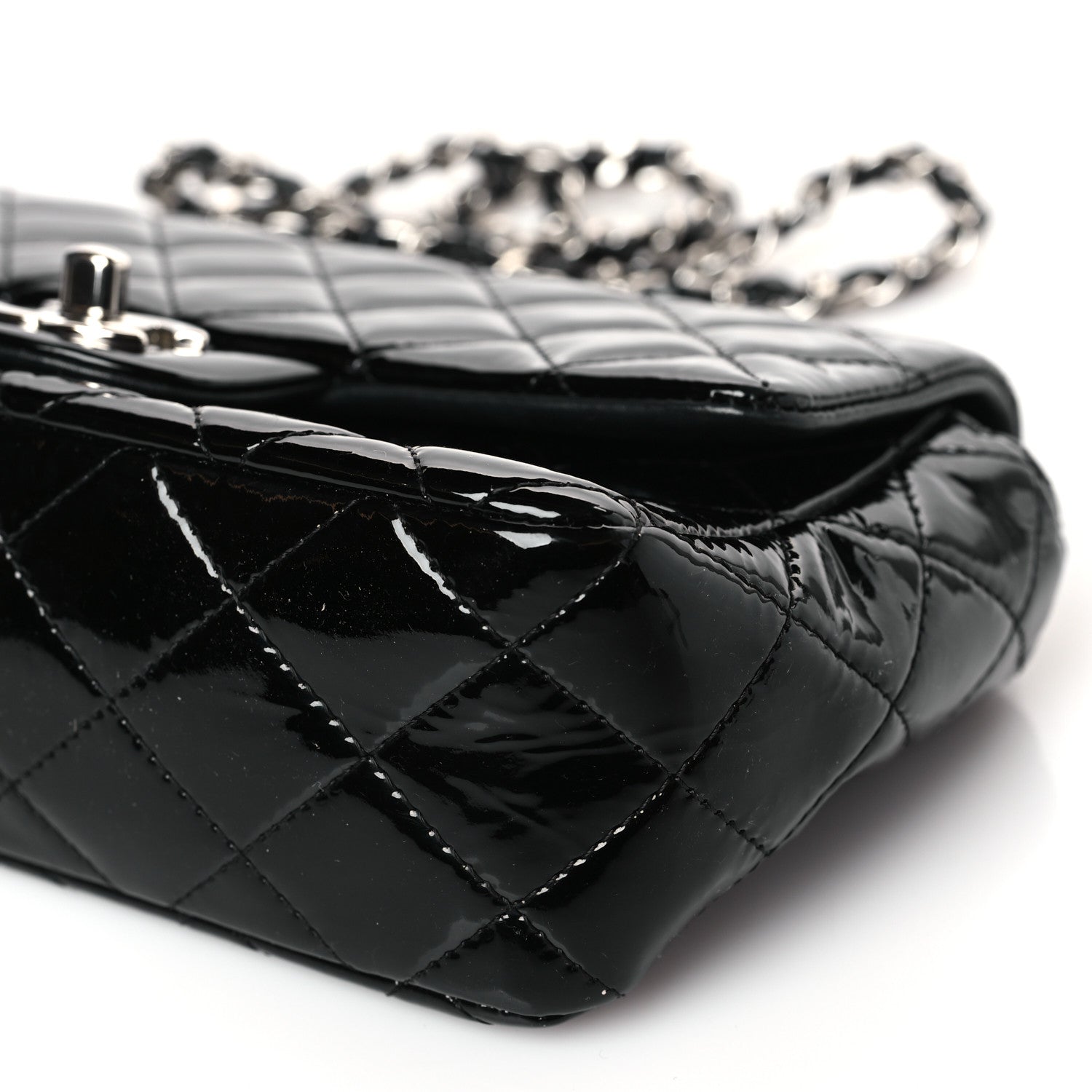 Chanel Patent Calfskin Quilted Mini Rectangular Flap Black 9 of 9