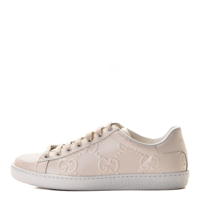 Gucci Calfskin GG Tennis Embossed Womens Ace Sneakers 37.5 Mystic White 1 of 8