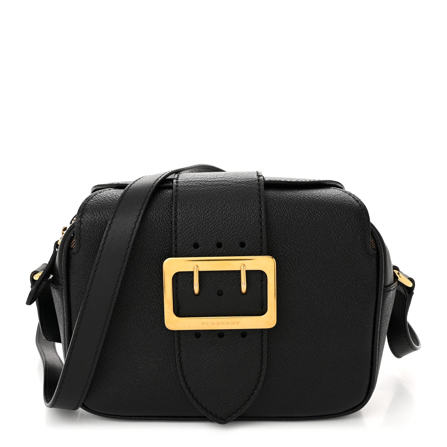 Soft Grain Calfskin Small Buckle Zip Bag Black