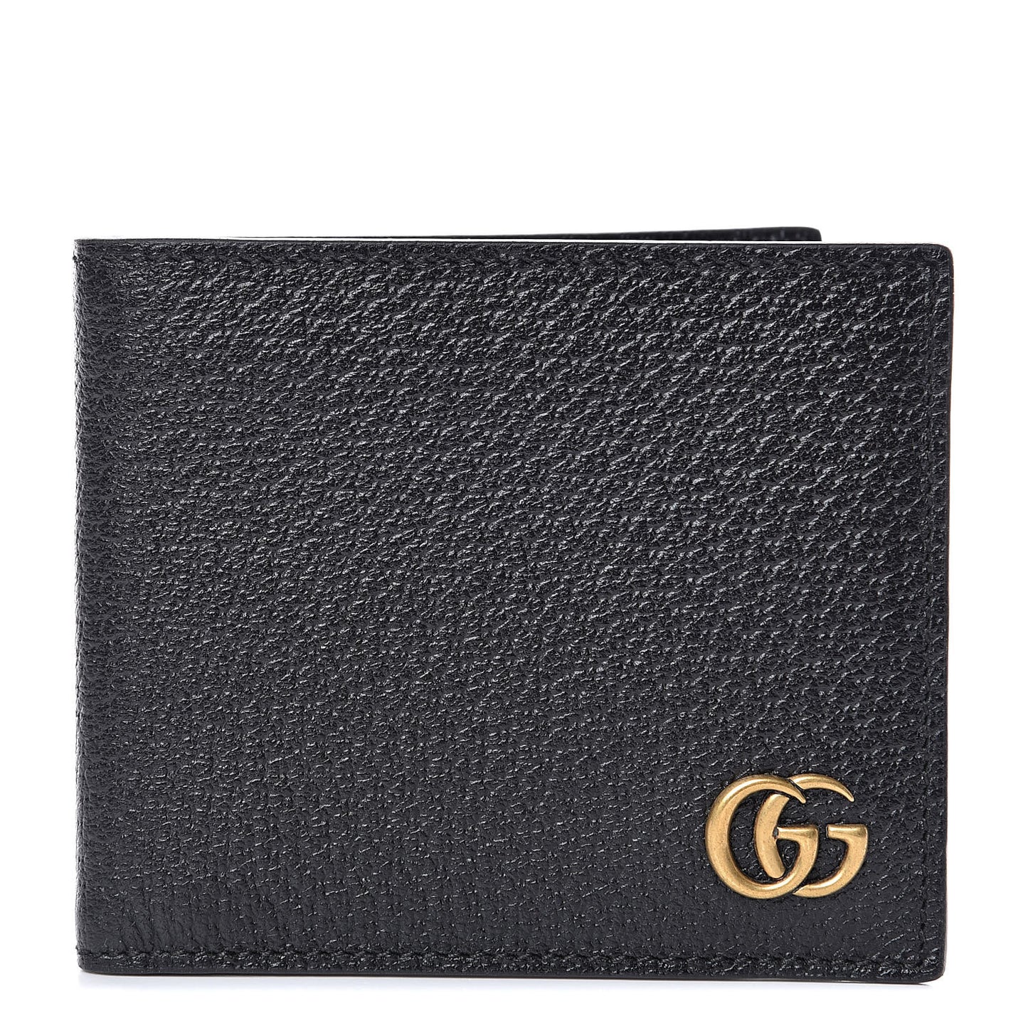 Calfskin Boar Effect GG Marmont Bi-Fold Wallet Black