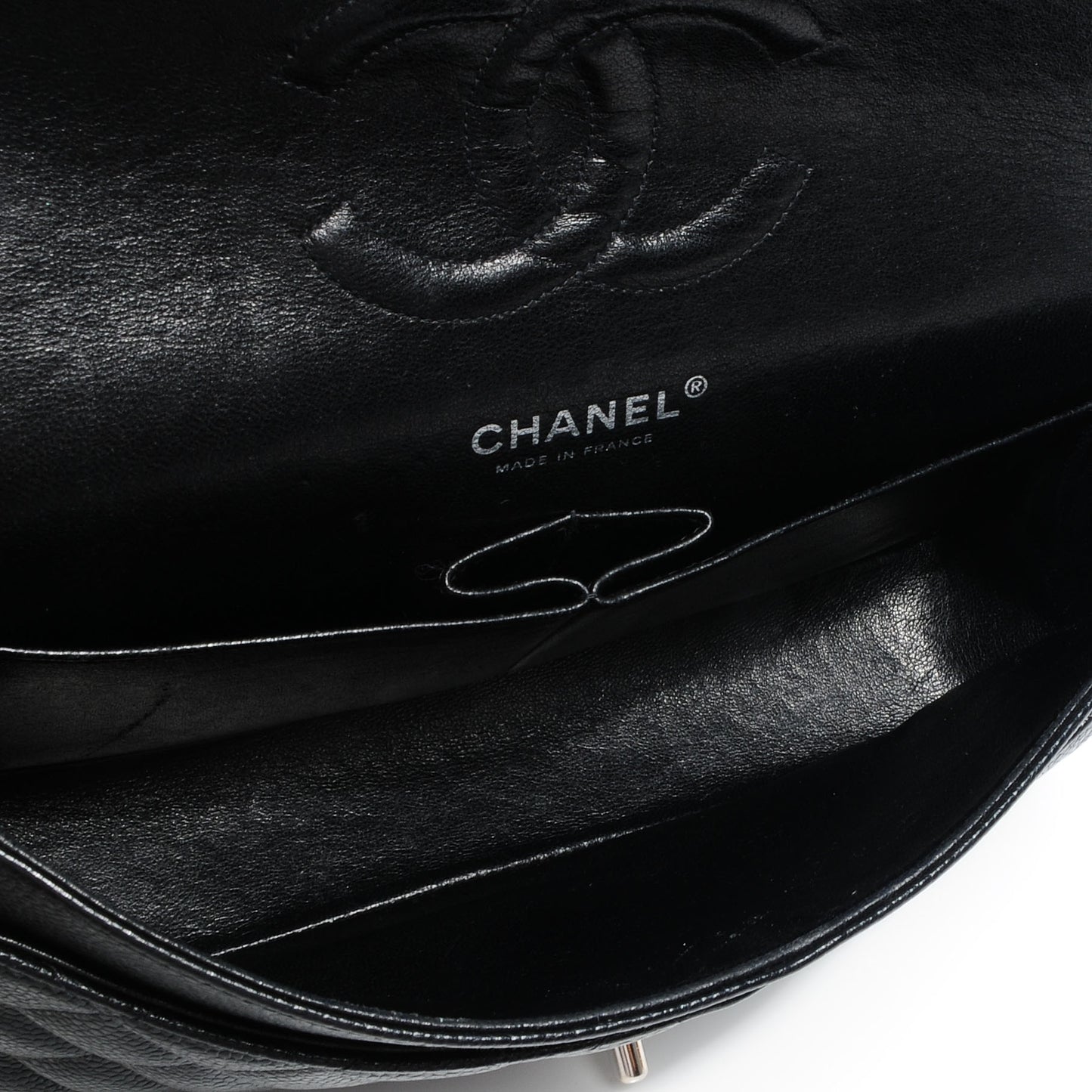 Caviar Quilted Medium Double Flap Black