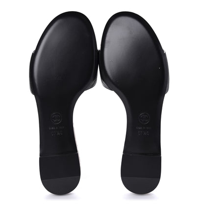 Chanel Goatskin Lambskin Quilted CC Sandal Mules 37.5 Black White 5 of 9