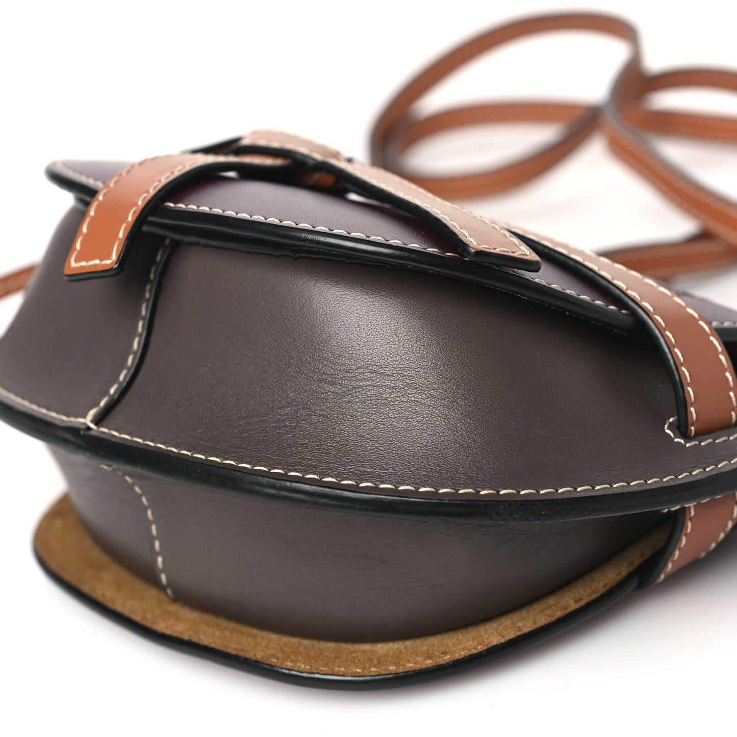 Calfskin Mini Gate Crossbody Bag Oxblood Tan Taupe