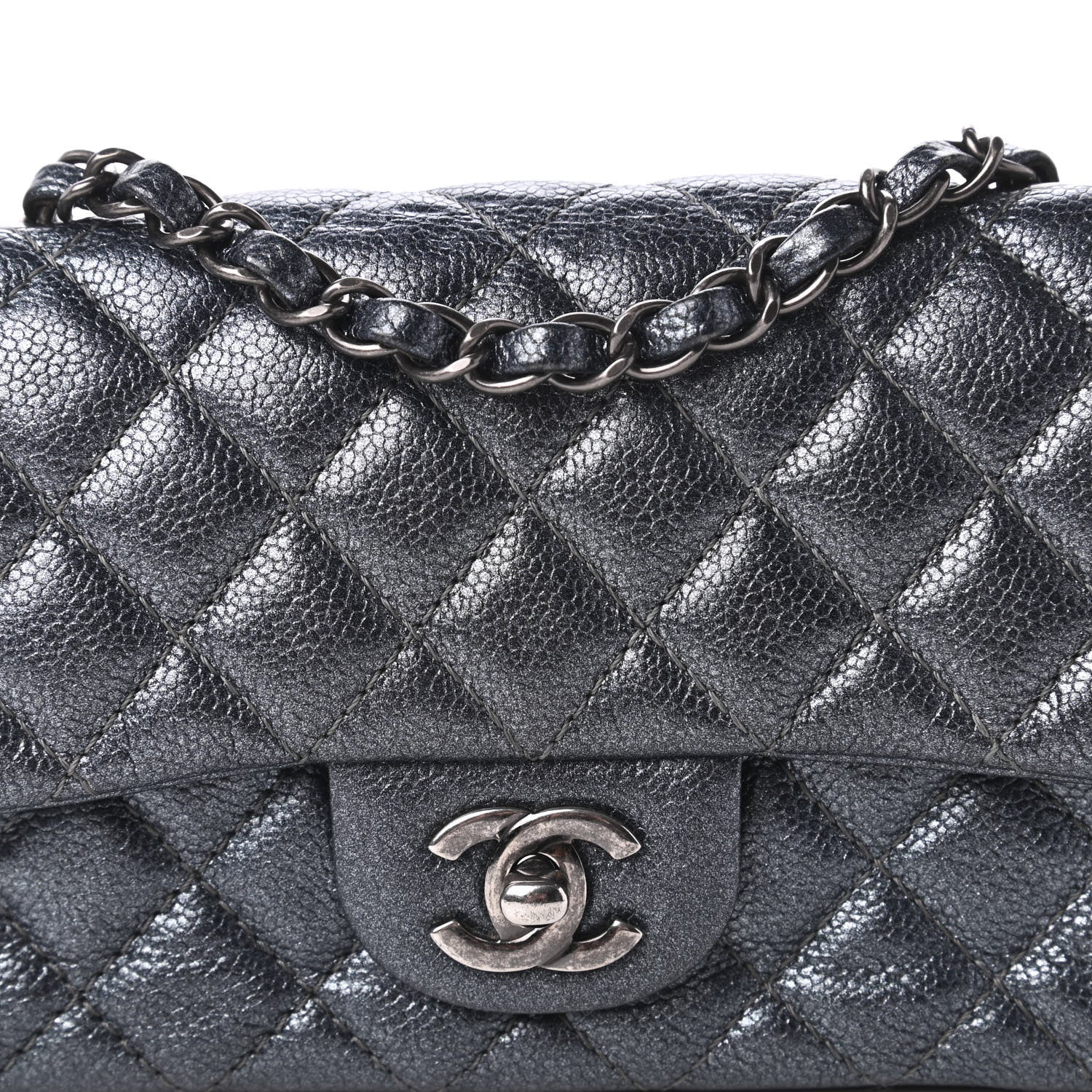 Chanel Pearly Caviar Quilted Mini Rectangular Flap Grey 10 of 10