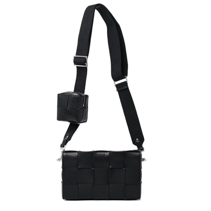 Bottega Veneta Calfskin Maxi Intreccio Cassette With Strap Bag Black 1 of 9