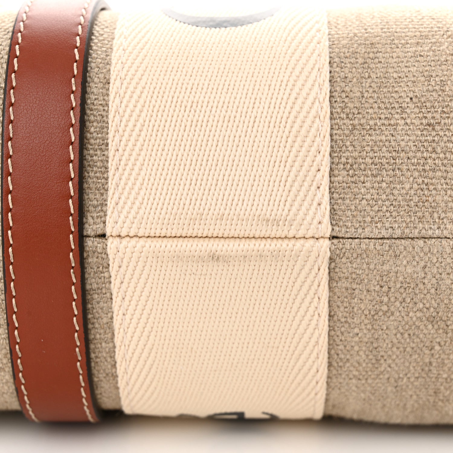 Chloe Cotton Calfskin Medium Woody Ribbon Tote White Brown 11 of 13