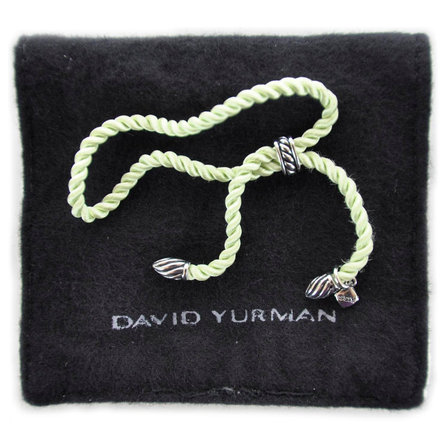 Sterling Silver and Silk Cord Bracelet Green