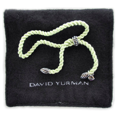David Yurman Sterling Silver and Silk Cord Bracelet Green 4 of 6
