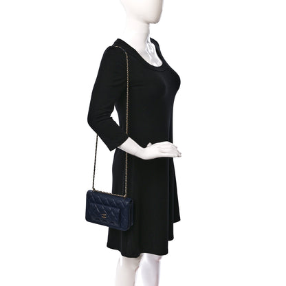 Chanel Caviar Quilted Pocket Clutch With Chain WOC Navy Blue 2 of 13