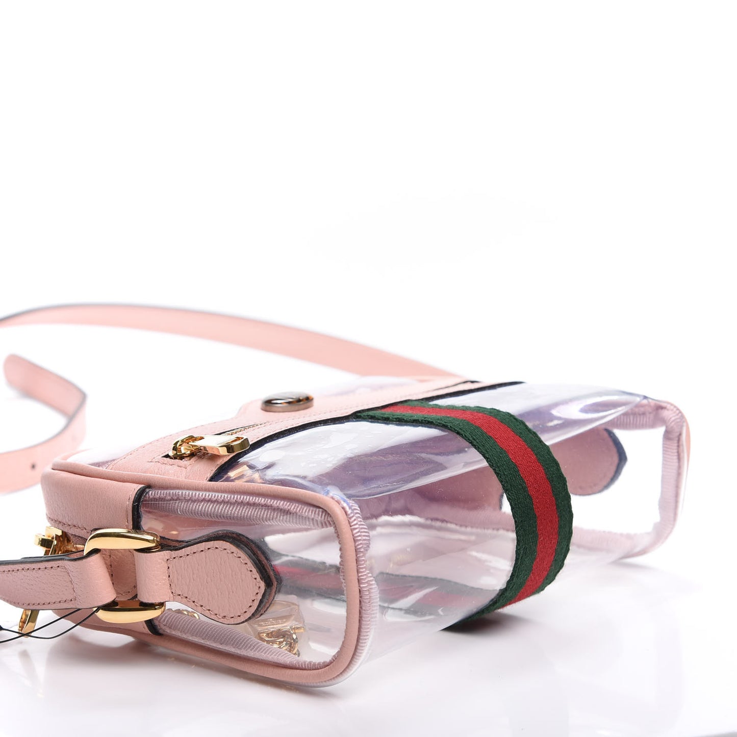 Vinyl Web Mini Ophidia Transparent Shoulder Bag Perfect Pink