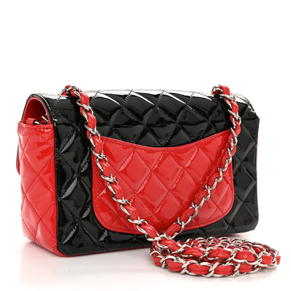 Chanel Patent Calfskin Quilted Bi-Color Mini Rectangular Flap Red Black 3 of 11