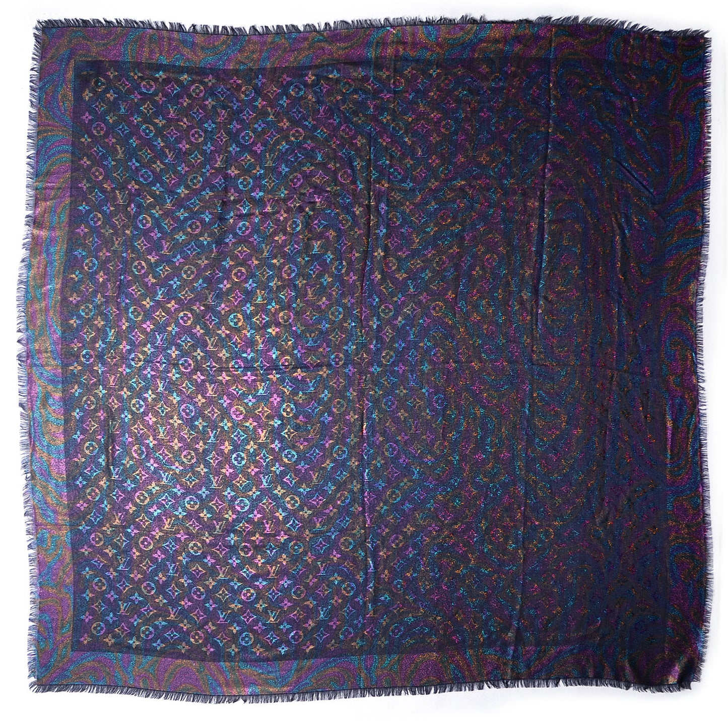 Chale Monogram Plume Shawl Blue Nuit