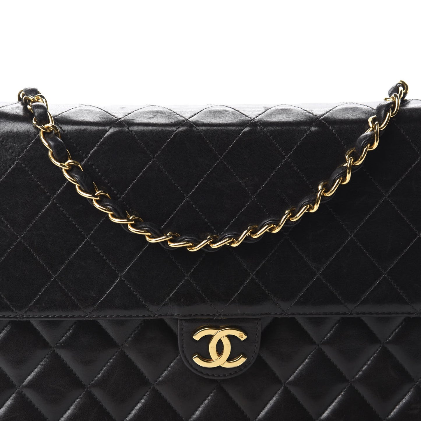Lambskin Quilted Medium Single Flap Black