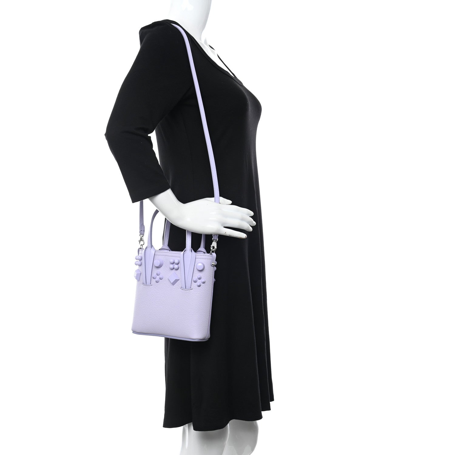 Christian Louboutin Calfskin Empire Spike Studded Mini North South Cabata Tote Lilac Smoke 2 of 11